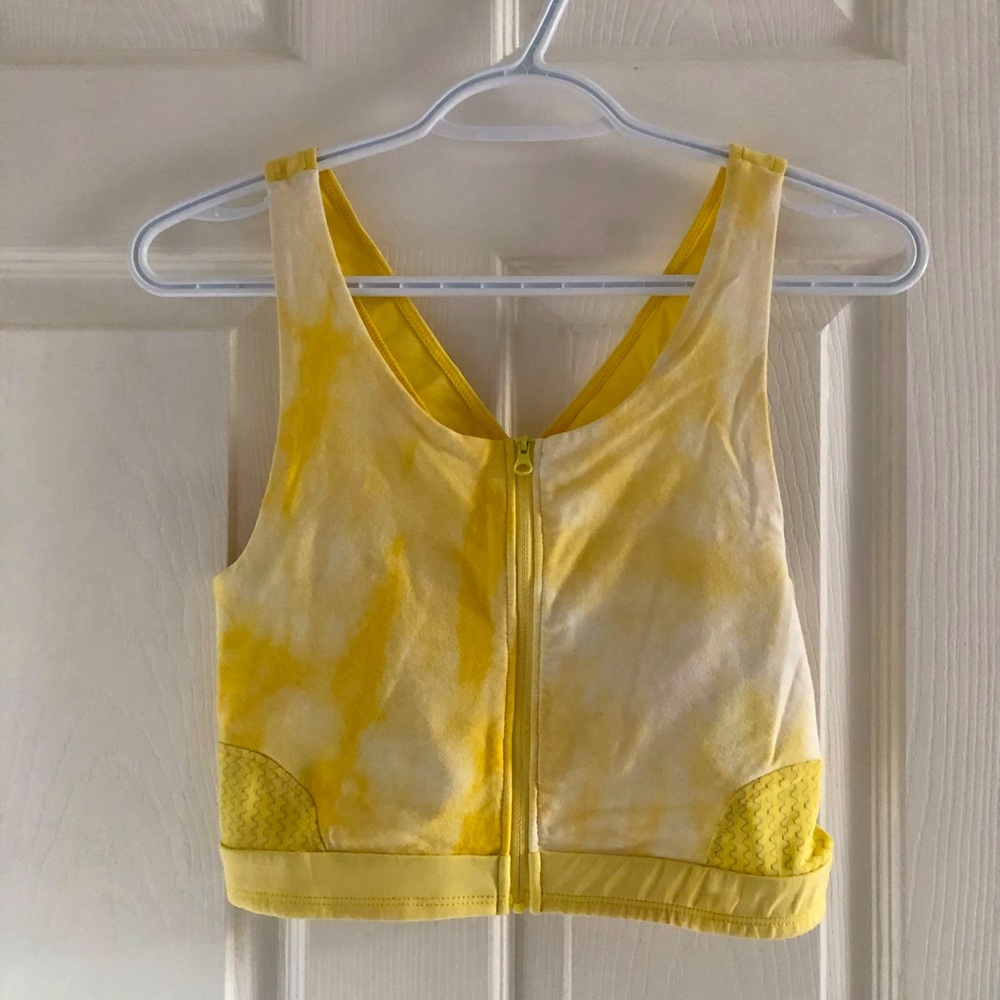 Yellow zip-up sports crop top
